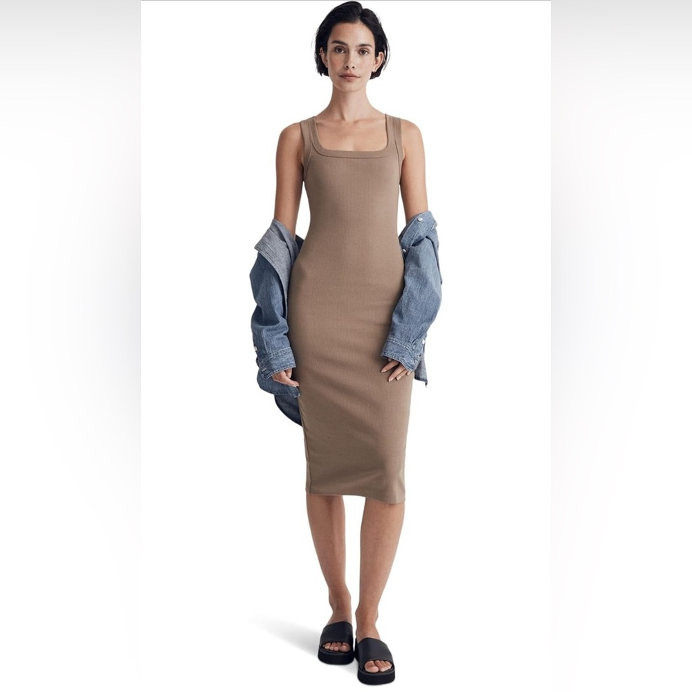 Madewell Luma Tank Dress - Cool-Pack Rib Size XXL Lt. Umber NWT Woman's Dresses